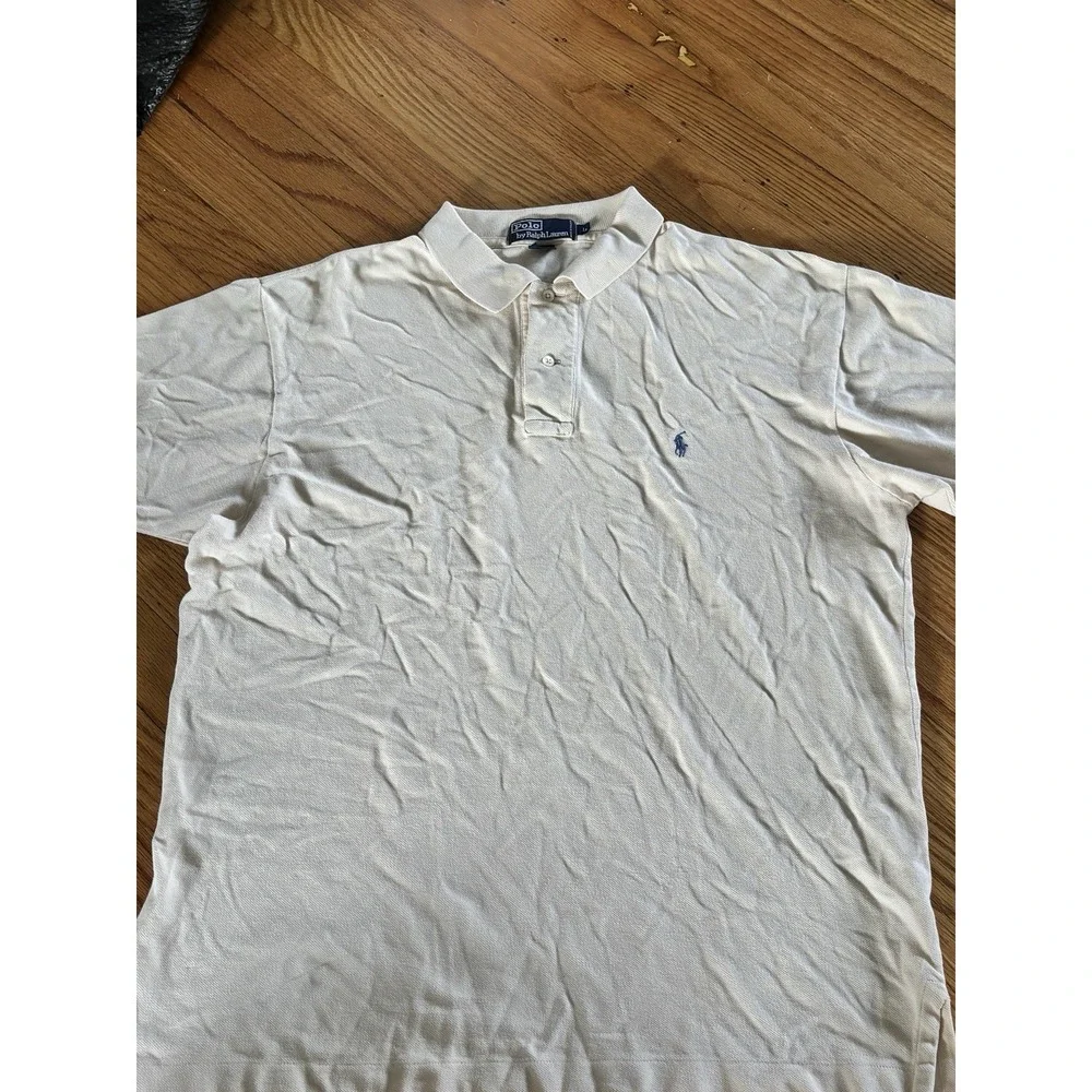 Polo Ralph Lauren Men's L Classic Fit Short Sleeve Pale Yellow Blue Pony Cotton